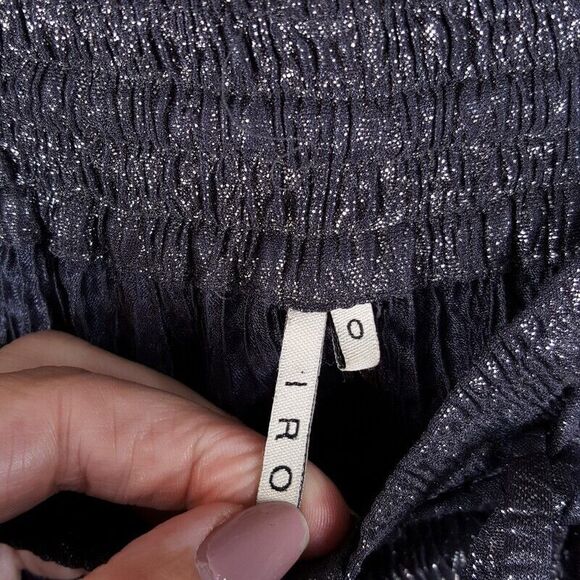 IRO Pants Womens Size 0 Silver Metallic Pull On Zipper Ankle Pocket Pewter Harem - Picture 4 of 8